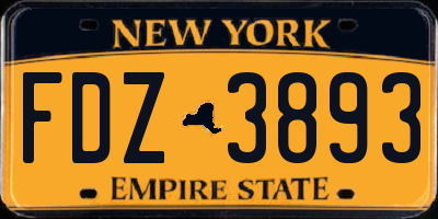 NY license plate FDZ3893