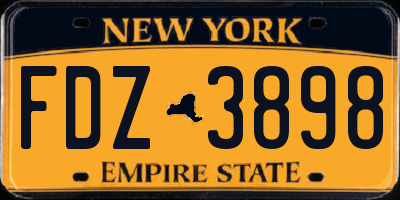 NY license plate FDZ3898