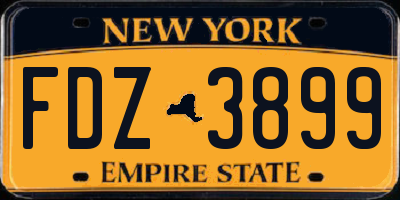 NY license plate FDZ3899