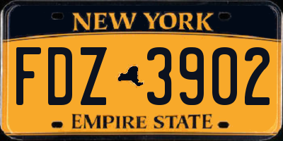 NY license plate FDZ3902