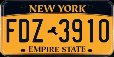 NY license plate FDZ3910