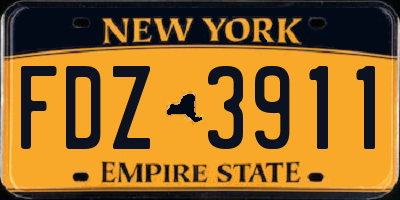 NY license plate FDZ3911