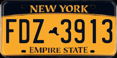 NY license plate FDZ3913