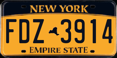 NY license plate FDZ3914