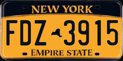 NY license plate FDZ3915