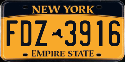 NY license plate FDZ3916