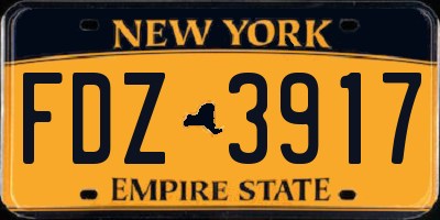 NY license plate FDZ3917