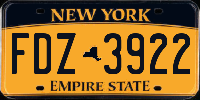 NY license plate FDZ3922