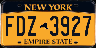 NY license plate FDZ3927
