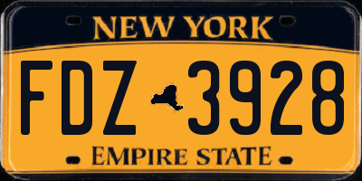 NY license plate FDZ3928