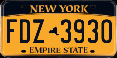 NY license plate FDZ3930
