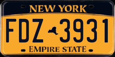 NY license plate FDZ3931