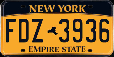 NY license plate FDZ3936