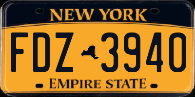 NY license plate FDZ3940