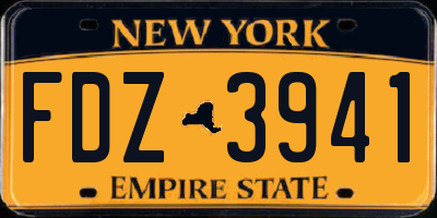 NY license plate FDZ3941