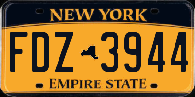 NY license plate FDZ3944