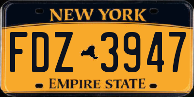 NY license plate FDZ3947