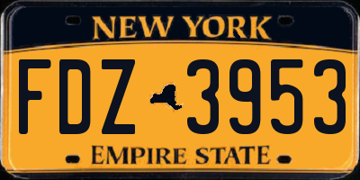 NY license plate FDZ3953