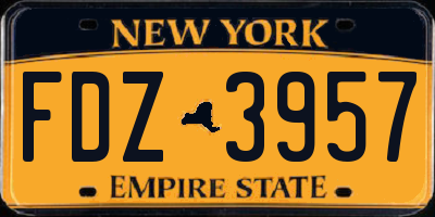 NY license plate FDZ3957