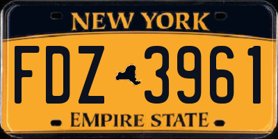NY license plate FDZ3961