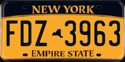 NY license plate FDZ3963