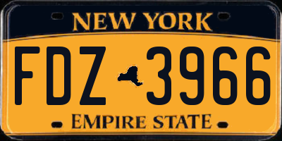 NY license plate FDZ3966