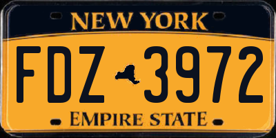NY license plate FDZ3972
