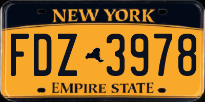 NY license plate FDZ3978