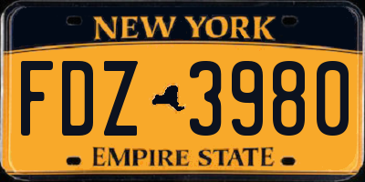 NY license plate FDZ3980