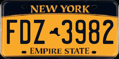 NY license plate FDZ3982