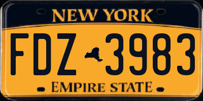 NY license plate FDZ3983