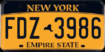 NY license plate FDZ3986