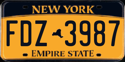 NY license plate FDZ3987
