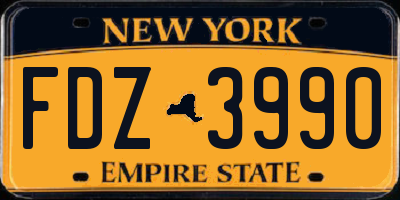 NY license plate FDZ3990