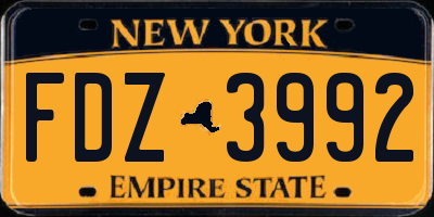 NY license plate FDZ3992