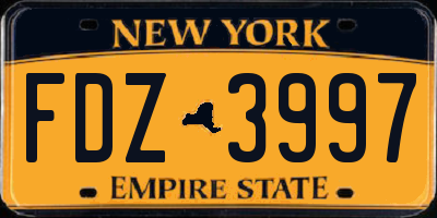 NY license plate FDZ3997