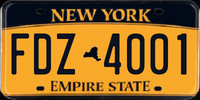 NY license plate FDZ4001