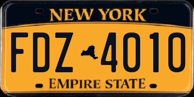 NY license plate FDZ4010