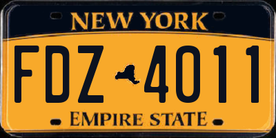 NY license plate FDZ4011