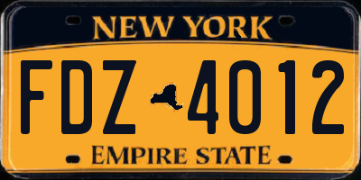 NY license plate FDZ4012