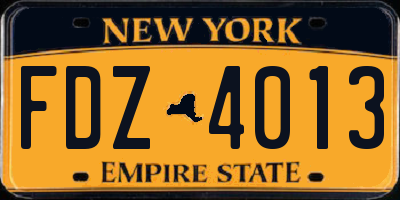 NY license plate FDZ4013