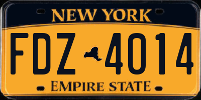 NY license plate FDZ4014