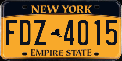NY license plate FDZ4015