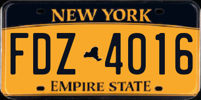 NY license plate FDZ4016