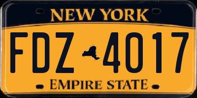NY license plate FDZ4017