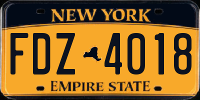 NY license plate FDZ4018