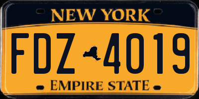 NY license plate FDZ4019