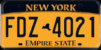 NY license plate FDZ4021