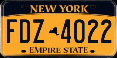 NY license plate FDZ4022