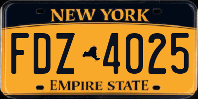 NY license plate FDZ4025